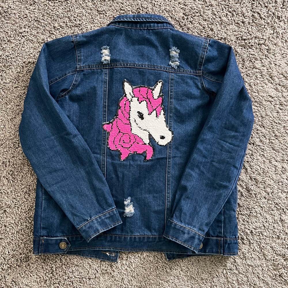 Lola + the Boys Denim Unicorn Jacket